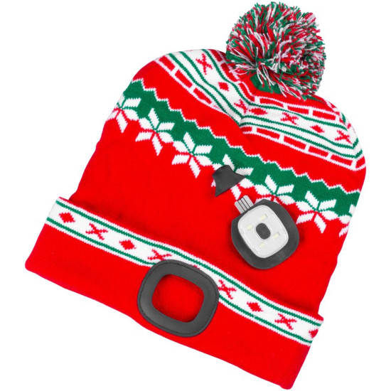 Шапка Beanie Strend Pro X-mas красно-зеленая L, 4x SMD LED, зарядка через USB Шапка Beanie Strend Pro X-mas красно-зеленая L, 4x SMD LED, зарядка через USB