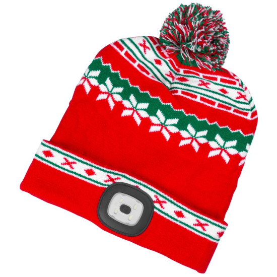 Шапка Beanie Strend Pro X-mas красно-зеленая L, 4x SMD LED, зарядка через USB Шапка Beanie Strend Pro X-mas красно-зеленая L, 4x SMD LED, зарядка через USB