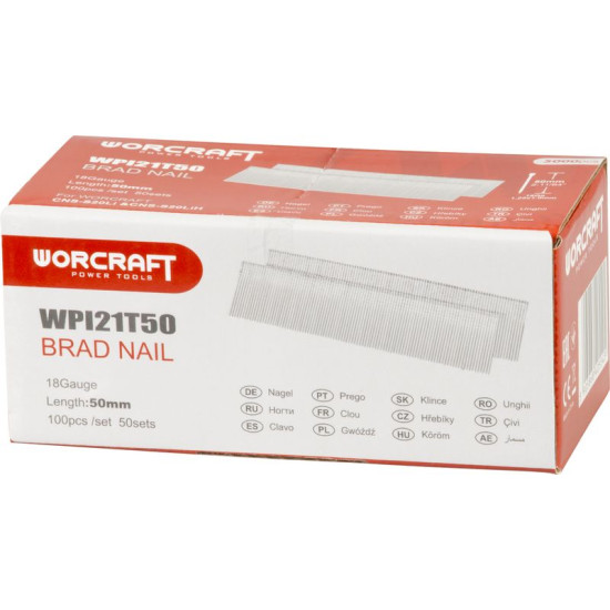 Worcraft CNS-S20LiH klammerdaja naelad, 50 mm, tüüp T, pakend. 5000 tk