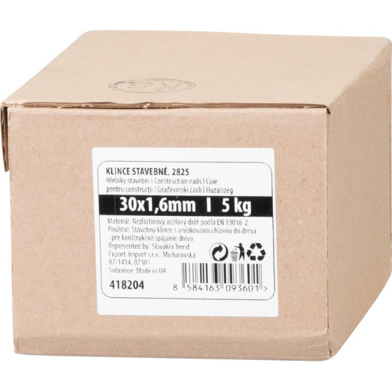 Naelad 2825 30x1,60 mm, konstruktsioon, pakk. 5 kg