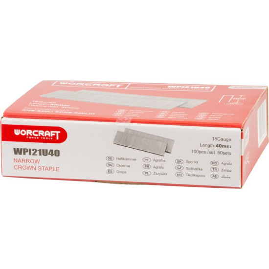Worcraft CNS-S20LiH klambriklambrid, 40 mm, klambrid tüüp U, pakend. 5000 tk