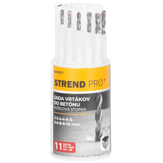 Strend Pro drill set, for concrete, cylindrical shank,  pack. 11 pcs