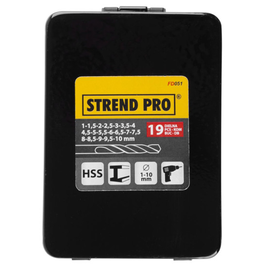 Набор сверл Strend рro FD051, 19 пр., по металлу Набор сверл Strend рro FD051, 19 пр., по металлу