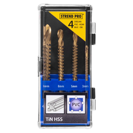 Набор сверл Strend Pro RS003, фрезерные, 4 пр, 3-4-6-8 мм