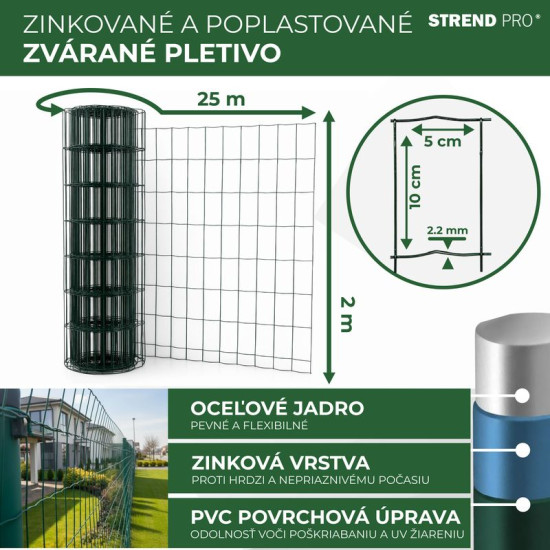 Wire net PVC coated EUROPLAST / height : 2000 mm,1lem square (eye) : 100x50mm wire diameter : 2,20mm Wire net PVC coated EUROPLAST / height : 2000 mm,1lem square (eye) : 100x50mm wire diameter : 2,20mm