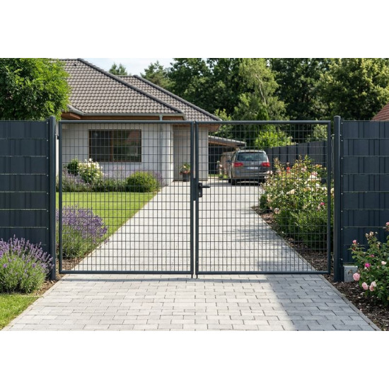 Värav Strend Pro METALTEC DUO, 3580/1450/100x50 mm, antratsiit, kaheleheline, aeda, ZN+PVC, RA Värav Strend Pro METALTEC DUO, 3580/1450/100x50 mm, antratsiit, kaheleheline, aeda, ZN+PVC, RA