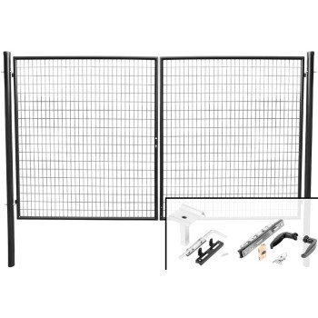 Ворота Strend Pro METALTEC DUO, 3580/1950/100х50 мм, антрацит, двустворчатые, для сада, ZN+PVC, РА