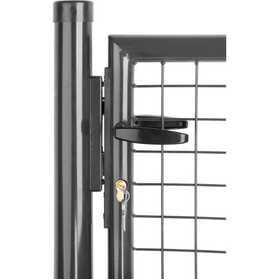 Ворота METALTEC ECO 2, 1000/1800/50x50 мм, круглые, антрацит, одностворчатые, ZN+PVC, RAL7016 Ворота METALTEC ECO 2, 1000/1800/50x50 мм, круглые, антрацит, одностворчатые, ZN+PVC, RAL7016