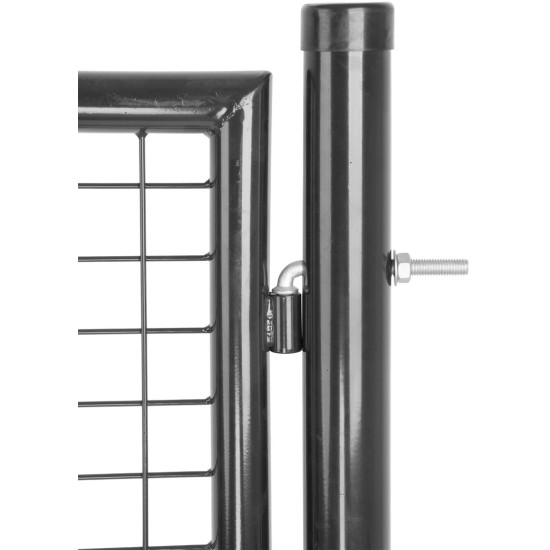 Ворота METALTEC ECO 2, 1000/1800/50x50 мм, круглые, антрацит, одностворчатые, ZN+PVC, RAL7016 Ворота METALTEC ECO 2, 1000/1800/50x50 мм, круглые, антрацит, одностворчатые, ZN+PVC, RAL7016