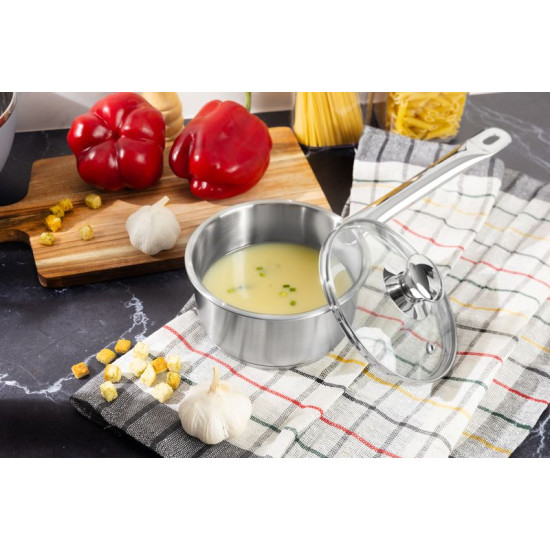 MagicHome Chloe pott, 14 cm, 1 lit. klaasist kaanega, roostevaba teras MagicHome Chloe pott, 14 cm, 1 lit. klaasist kaanega, roostevaba teras