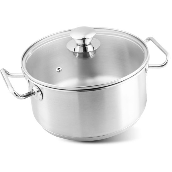 Casserole MagicHome Chloe, pot, 20 cm, 3 liters, with glass lid, stainless steel