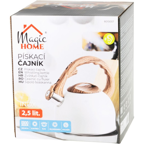 Чайник MagicHome, со свистком, белый, 2500 мл Чайник MagicHome, со свистком, белый, 2500 мл