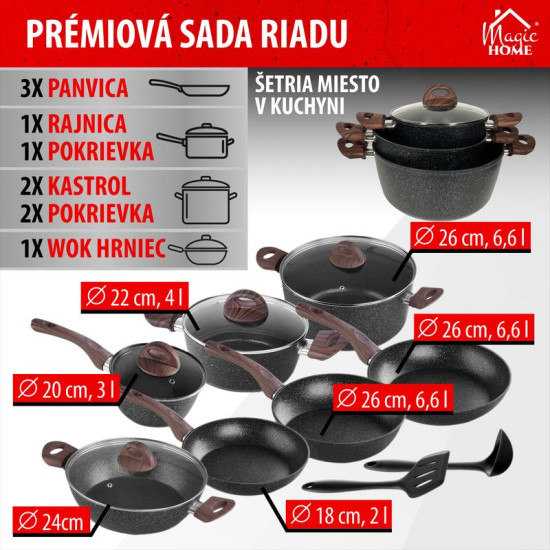 MagicHome Black Marble Line köögitarvete komplekt, 13 tk MagicHome Black Marble Line köögitarvete komplekt, 13 tk