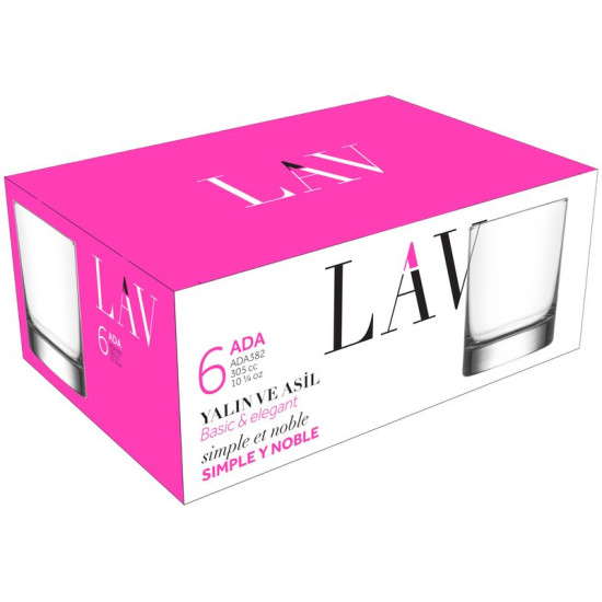 Ada glass, LAV, glass, for whiskey, 320 ml, 79x93 mm, pack. 6 pcs