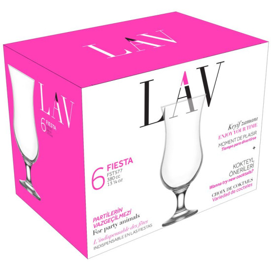 Fiesta glass, LAV, glass, for cocktail, 390 ml, 75x182 mm, pack. 6 pcs Fiesta glass, LAV, glass, for cocktail, 390 ml, 75x182 mm, pack. 6 pcs