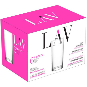 Liberty cup, LAV, glass, for water, 295 ml, 62x133 mm, pack. 6 pcs