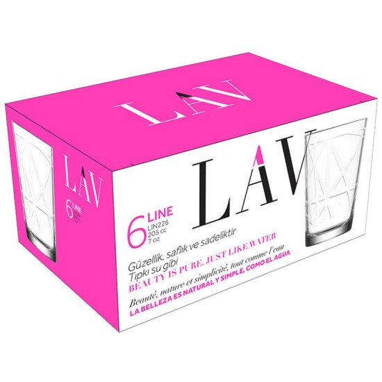 Line tass, LAV, klaas, veekindel, 205 ml, 68x99 mm, pakend. 6 tk