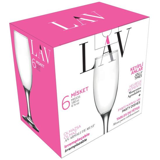 Misket klaas, LAV, klaas, šampanja, 190 ml, 50x193 mm, pakend. 6 tk