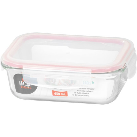 MagicHome jar, rectangular, 650 ml, with lid, Clip, glass