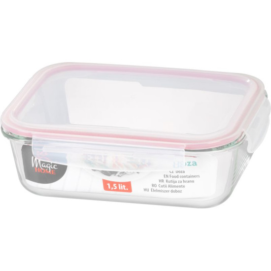 MagicHome jar, rectangular, 1500 ml, with lid, Clip, glass MagicHome jar, rectangular, 1500 ml, with lid, Clip, glass