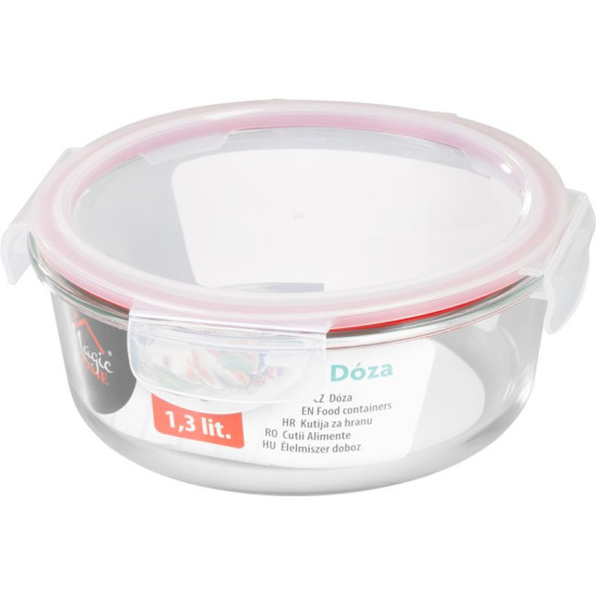 MagicHome jar, round, 1300 ml, with lid, Clip, glass