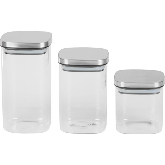 MagicHome karp, 3 tk, 800/1100/1500 ml, klaas, roostevabast terasest korgiga MagicHome karp, 3 tk, 800/1100/1500 ml, klaas, roostevabast terasest korgiga