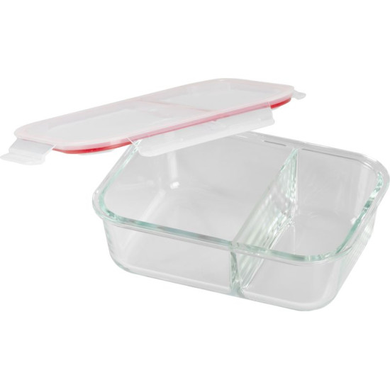 Jar MagicHome, glass, rectangular, 1500 ml, with lid, with divider