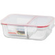 Jar MagicHome, glass, rectangular, 1500 ml, with lid, with divider
