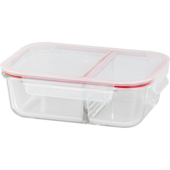 Jar MagicHome, glass, rectangular, 1500 ml, with lid, with divider