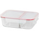 Jar MagicHome, glass, rectangular, 1500 ml, with lid, with divider