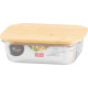 Jar MagicHome, glass, rectangular, 650 ml, with bamboo lid