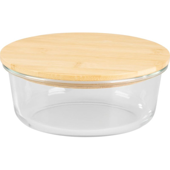 Jar MagicHome, glass, round, 950 ml, with bamboo lid