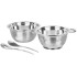 Salad set, MagicHome, 24 cm, 4 pieces - bowl, sieve, 2x ladle, stainless steel