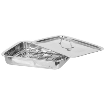 Baking tray MagicHome 38x28x6 cm, with grill grate and lid, stainless steel