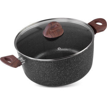 Pot MagicHome Black Marble Line, 28 cm, 5.9 liters, with lid