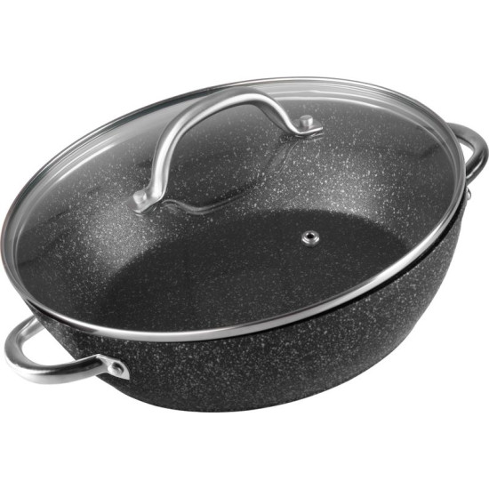 Pot MagicHome Black Marble Line, shallow, 26 cm, 2.8 lit., with lid, baking dish for oven Pot MagicHome Black Marble Line, shallow, 26 cm, 2.8 lit., with lid, baking dish for oven