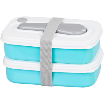 MagicHome lunch box, square, 2 sections, with fork/spoon, 1 lit., 20.8x13.5x12.4 cm