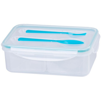 MagicHome lunch box, square, with fork and spoon, 2 compartments, 1.5 lit., 22x15.2x7.6 cm