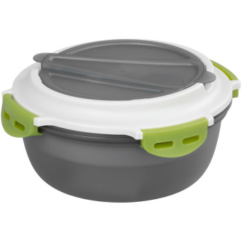 MagicHome lunch box, round, with fork/spoon, 1.2 lit., 21.1x9.7 cm