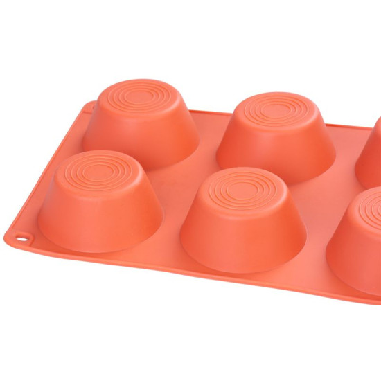 MagicHome mold, for baking, for 6 muffins, silicone, red, 23.7x16x3 cm MagicHome mold, for baking, for 6 muffins, silicone, red, 23.7x16x3 cm