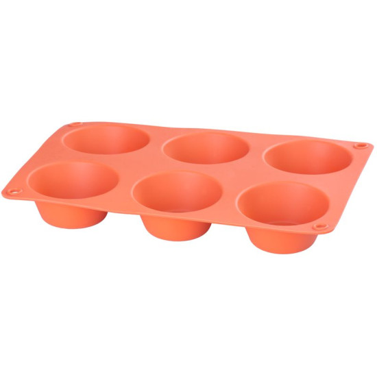 MagicHome mold, for baking, for 6 muffins, silicone, red, 23.7x16x3 cm MagicHome mold, for baking, for 6 muffins, silicone, red, 23.7x16x3 cm