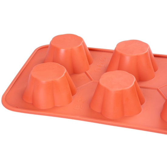 Magic Home muffinivorm, 6-kohaline, silikoon, lillemustriga, punane, 28,6x17,2x3,5 cm