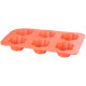 Magic Home muffinivorm, 6-kohaline, silikoon, lillemustriga, punane, 28,6x17,2x3,5 cm