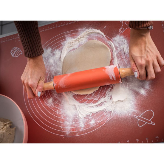 MagicHome rolling pin, for dough, silicone, wood, 37.5 cm MagicHome rolling pin, for dough, silicone, wood, 37.5 cm