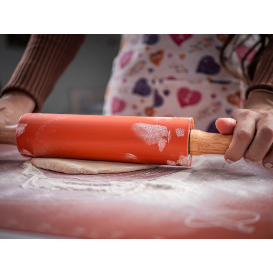 MagicHome rolling pin, for dough, silicone, wood, 37.5 cm MagicHome rolling pin, for dough, silicone, wood, 37.5 cm