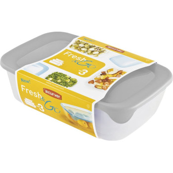 Food container Curver® Set Rectangular, 0,5Lx1Lx2L, mint/grey/peach color mix