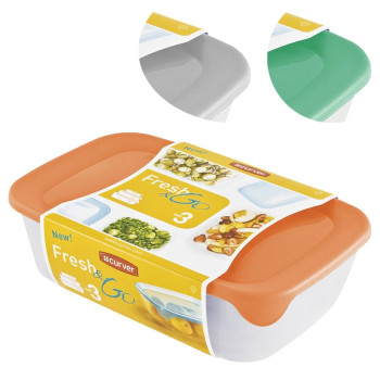 Food container Curver® Set Rectangular, 0,5Lx1Lx2L, mint/grey/peach color mix