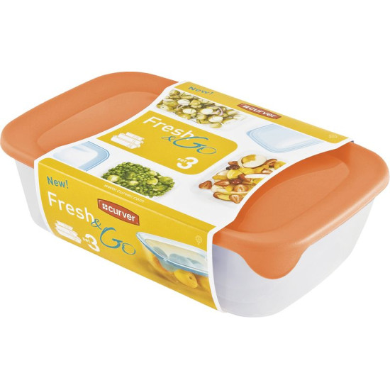 Food container Curver® Set Rectangular, 0,5Lx1Lx2L, mint/grey/peach color mix