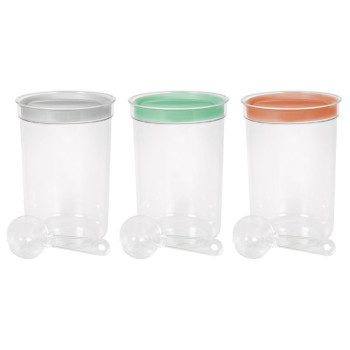 Food container Curver® DRY FOOD, 1,7L, with measuring cup, mint/grey/peach color mix, 13x19 cm