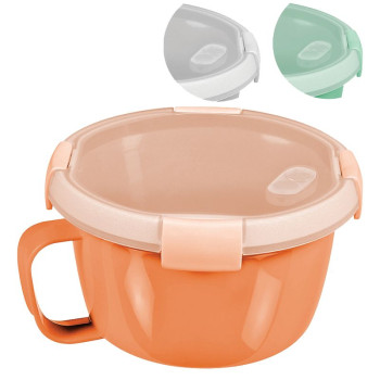 Food container Curver® 0,9L, mix of colors mint/grey/peach 17x10 cm, with handle